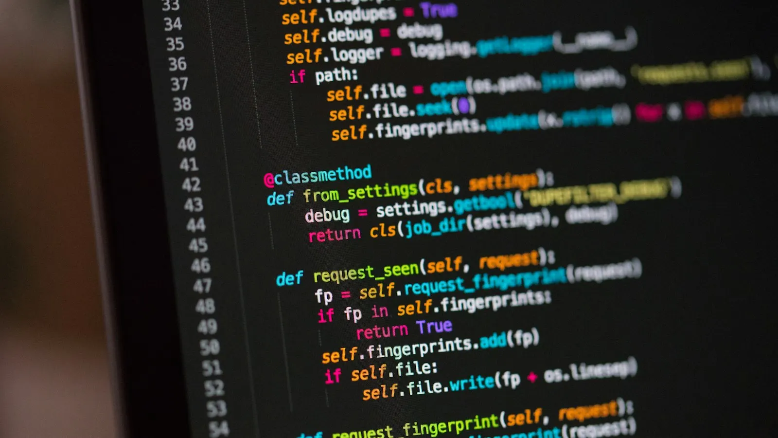 Python code on a screen