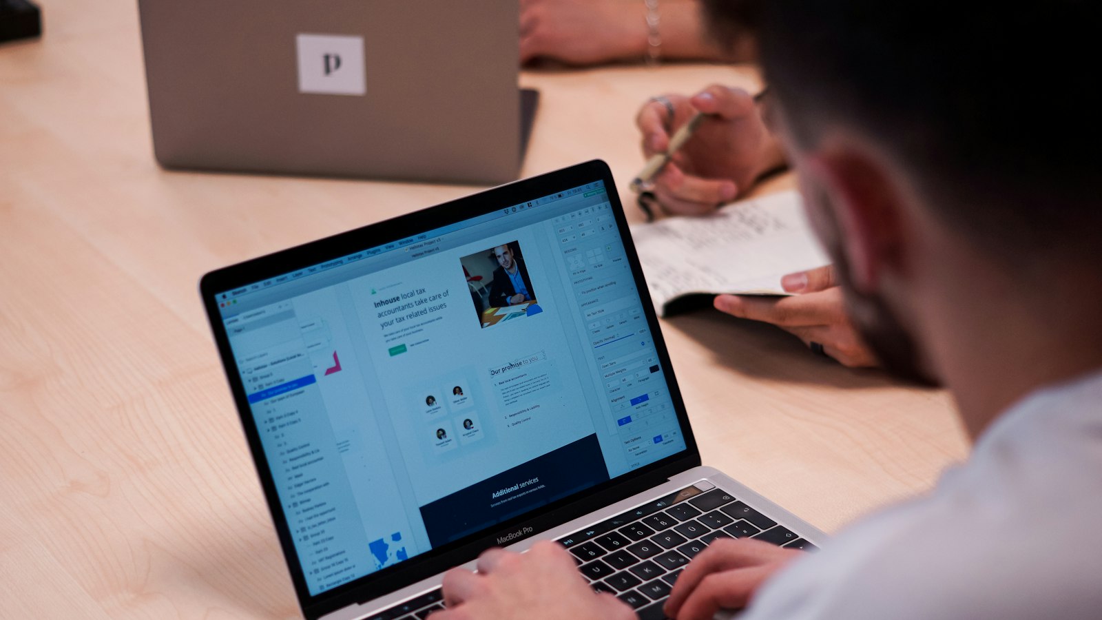 Website design work on a laptop